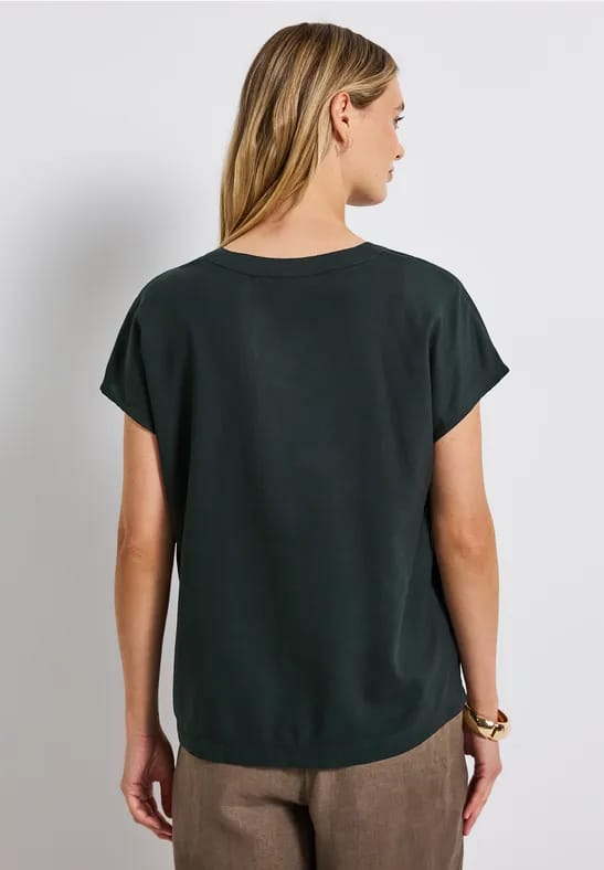 Blouse met gespleten hals in effen kleur