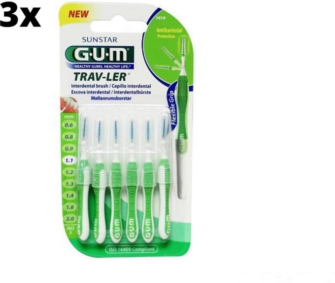 Gum Travler Ragers - 1.1mm Groen - 3 x 6 stuks