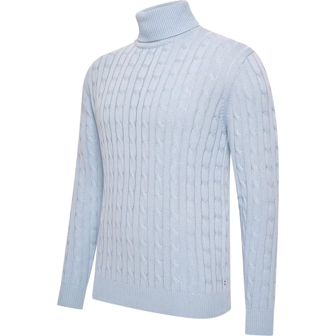 Cappuccino Italia - Heren Trui Pullover Aosta Cable - Blauw - Maat L