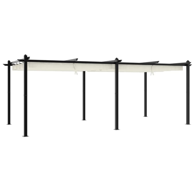 vidaXL - Prieel - met - uittrekbaar - dak - 3x6 - m - aluminium - crèmekleurig