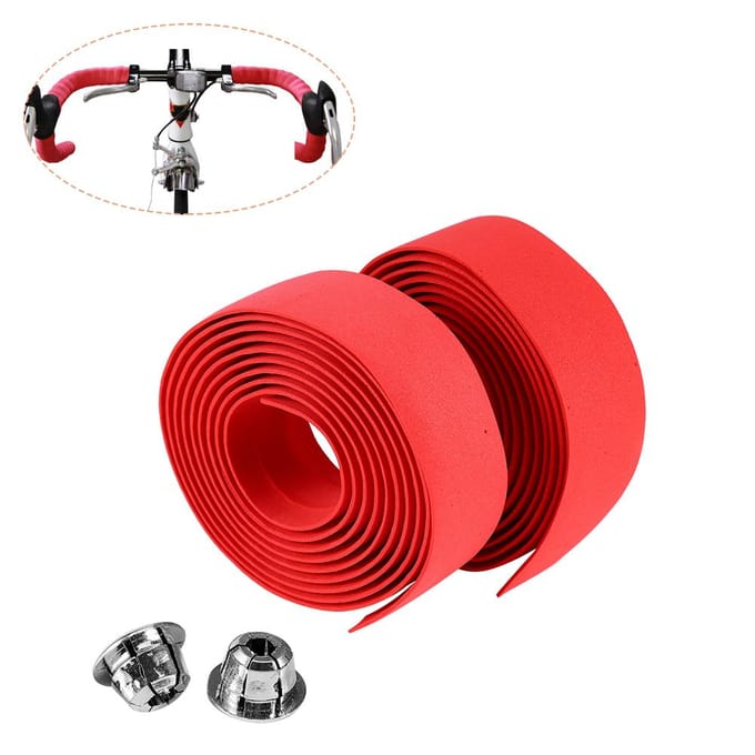 Lot de 2 bandes de guidon pour vélo de route et vélo de route, avec 2 bouchons(Noir + blanc) rouge