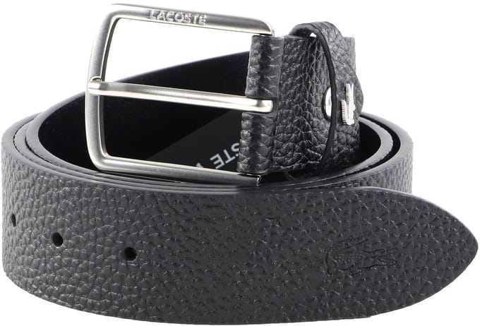 LACOSTE Leren Riem Casual Belt W90 Noir Zwart