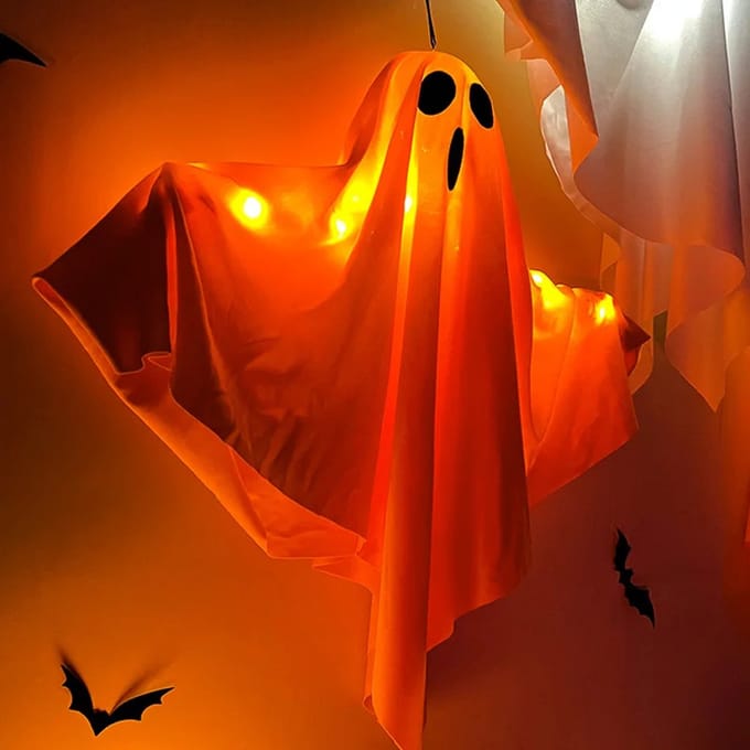 Halloween Spookje Versiering met Lichtjes - Versiering op Batterijen - Oranje