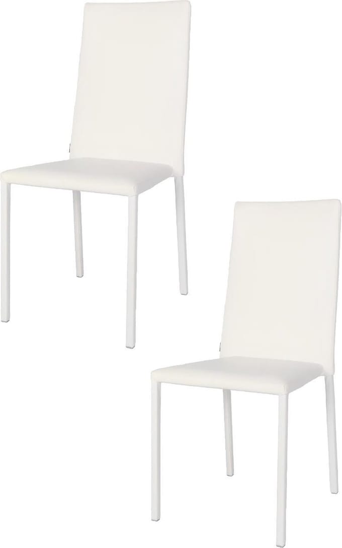 Tommychairs Julia - Eetkamerstoelen - Set van 2 - Wit - Kunstleer & Metaal