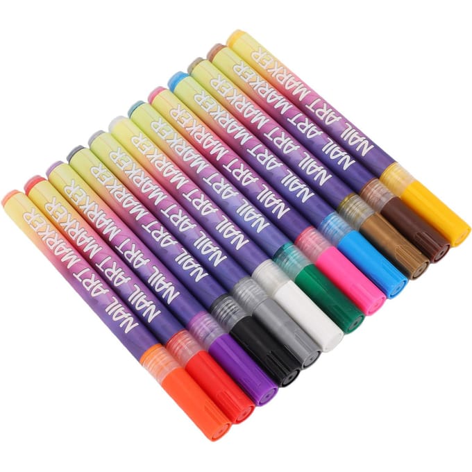 12 Kleuren Nail Art Pennen Sneldrogende Acryl Nagellak Pennen voor Thuis Salon Manicure Gereedschappen beige