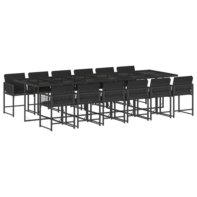 vidaXL - 13-delige - Tuinset - met - kussens - poly - rattan - zwart