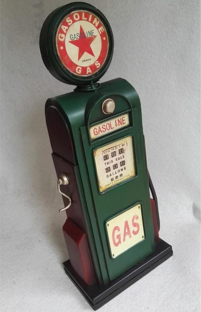 MadDeco - Blikken - spaarpot - vintage - benzinepomp - groen