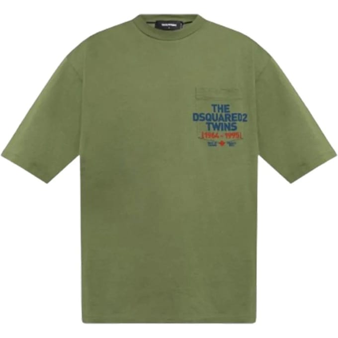 Dsquared2 Pocket Logo Print Saliegroen T-shirt