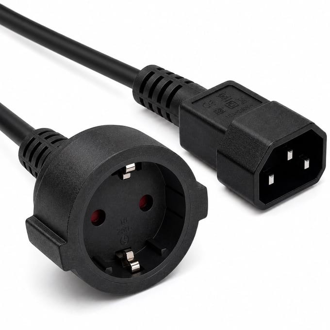 Allteq - C14 naar Schuko female apparaatsnoer -3 meter - Zwart