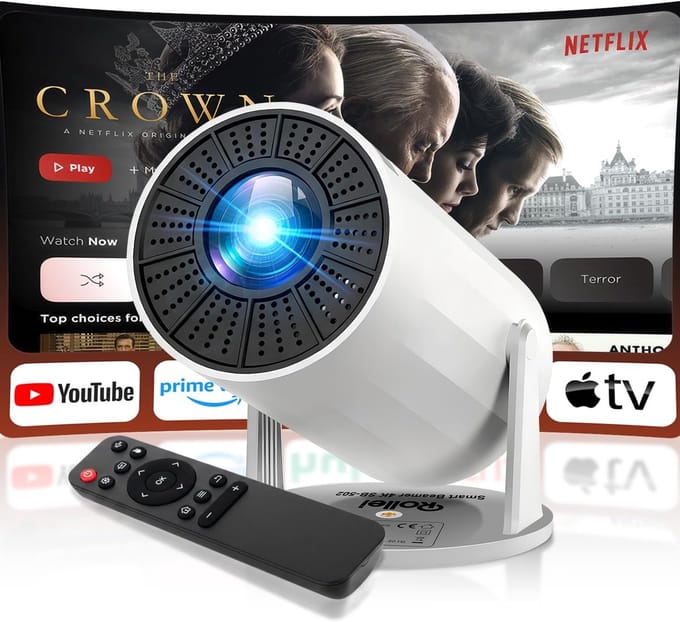 Smart Beamer - Mini Projector - Thuisbioscoop Creëren - 210° Draaibare Projectie - Tot 130 Inch - Zwart