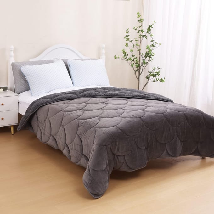 Velvet Sherpa Comfort Dekbed - 200x200 cm - Grey - All Year