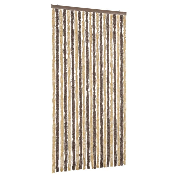 vidaXL - Vliegengordijn - 90x220 - cm - chenille - donkerbruin - en - beige