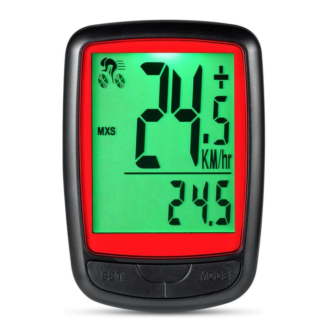 Draadloze Fietscomputer Fietssnelheidsmeter Waterdichte Fietscomputer met Snelheidssensor LED zwart/rood