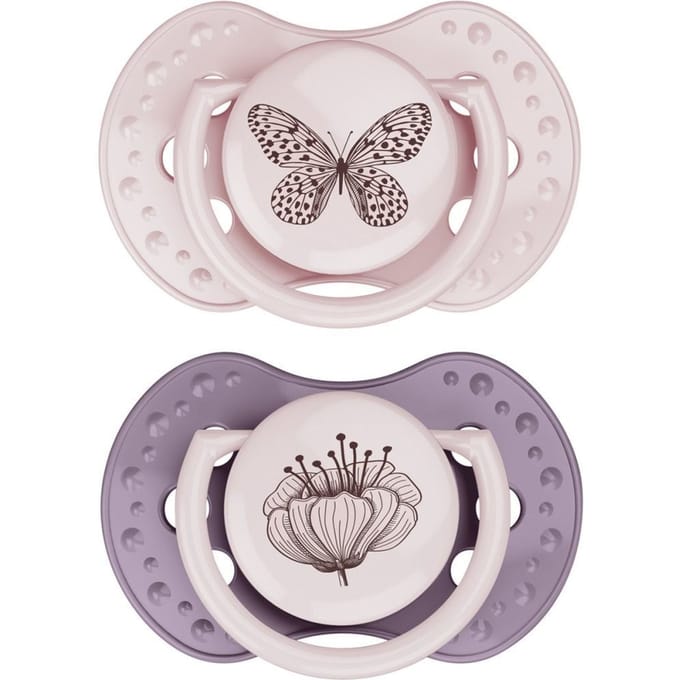 Difrax LOVI Fopspeen Dynamisch - Classy - 18+ Maanden - Roze & Paars - 2 Stuks