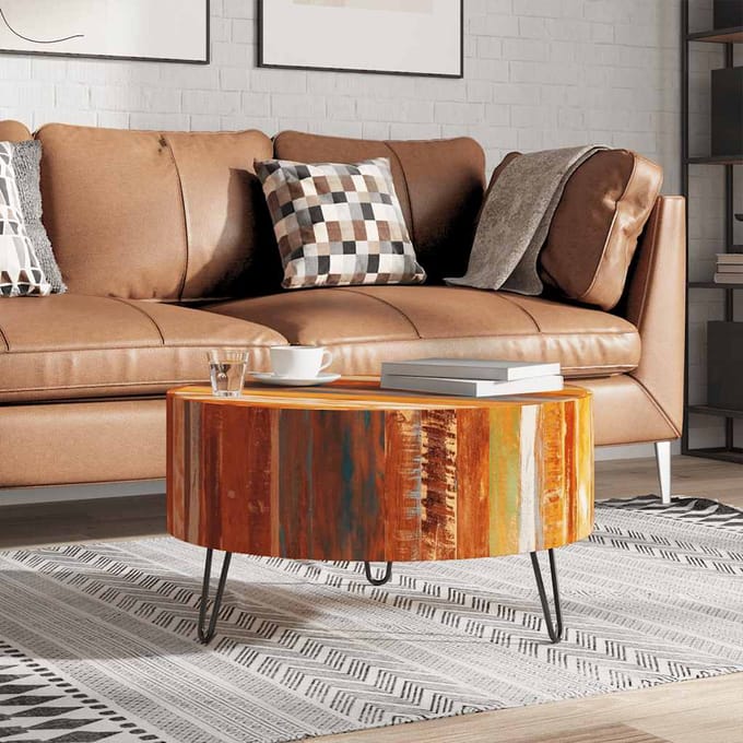 vidaXL - Salontafel - rond - massief - gerecycled - hout