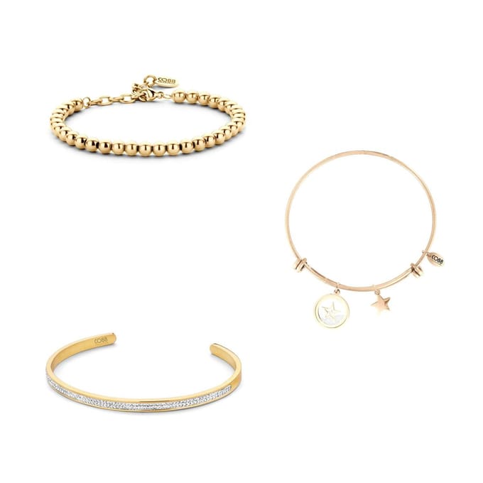CO88 Collection Gift Set 8CO-SET014 Sieraden Geschenkset - Armbanden Set 3 Stuks - Staal - Goudkleurig