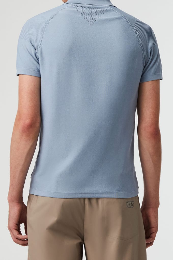AlphaTauri Fenzi V1.y5.01 Flat Knit Stone Blue Größe: M | Poloshirts Outlet | Herren | Blau