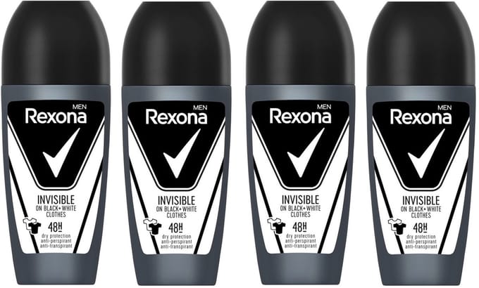 Rexona Deo Roller Men - Invisible On Black & White Clothes - 4 x 50 ml