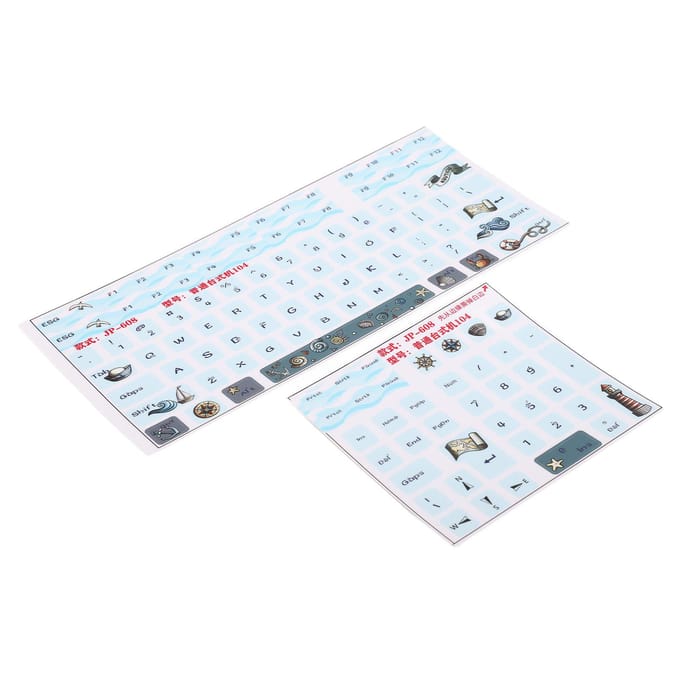 2 stuks Toetsenbordstickers Universeel Slijtvast Krasbestendig Mat Proces Mechanisch white