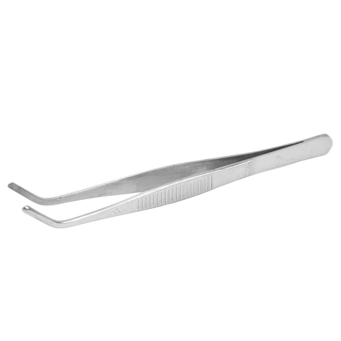 Pince à épiler courbée de 16 cm en acier inoxydable, antidérapante, à pointe courbée, pour laboratoires white