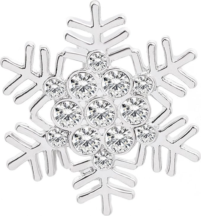 Kerst Broche - Broche in zilveren kleur, Sneeuwvlok met strass