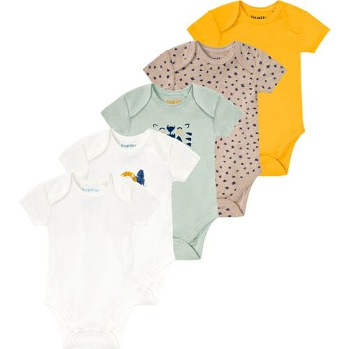 LUPILU 5 babyrompers (Mint/wit/geel/beige, 62/68)