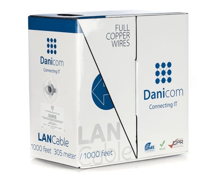 DANICOM CAT5E UTP 305 meter kabel op rol stug - LSZH (Dca) - Trekdoos - Internetkabel - Netwerkkabel - UTP kabel