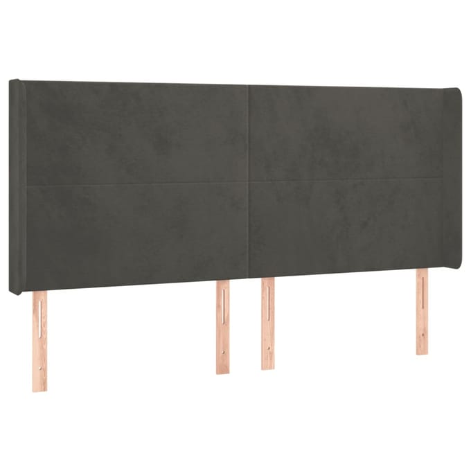 vidaXL - Hoofdbord - LED - 163x16x118/128 - cm - fluweel - donkergrijs