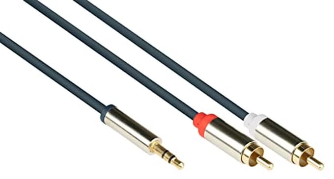 Hoge Kwaliteit 3,5 mm Jack naar 2x RCA Audio Aansluitkabel - 2m Donkerblauw