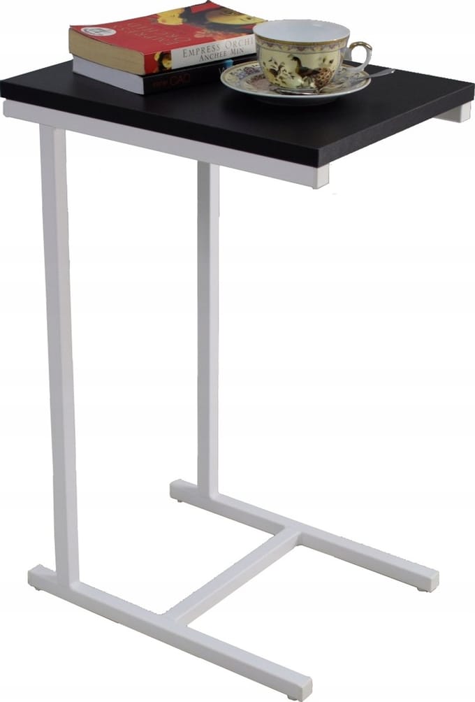 FutuStal - Stolik Pomocniczy - Wit Mat & Zwart MiniPearl - Metaalconstructie - Blad van PVC