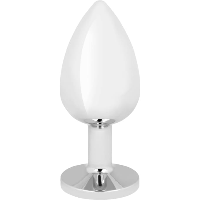 Edelstalen dildo met kristal, zilver, 10 cm