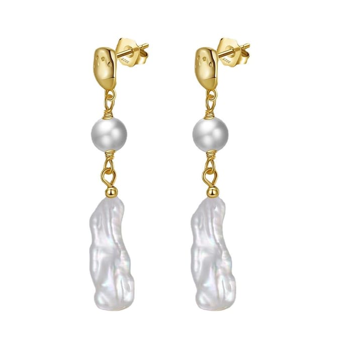 Bijoux Boucles d'oreilles en argent sterling 925 Boucles d'oreilles en perles d'eau douce naturelles beige