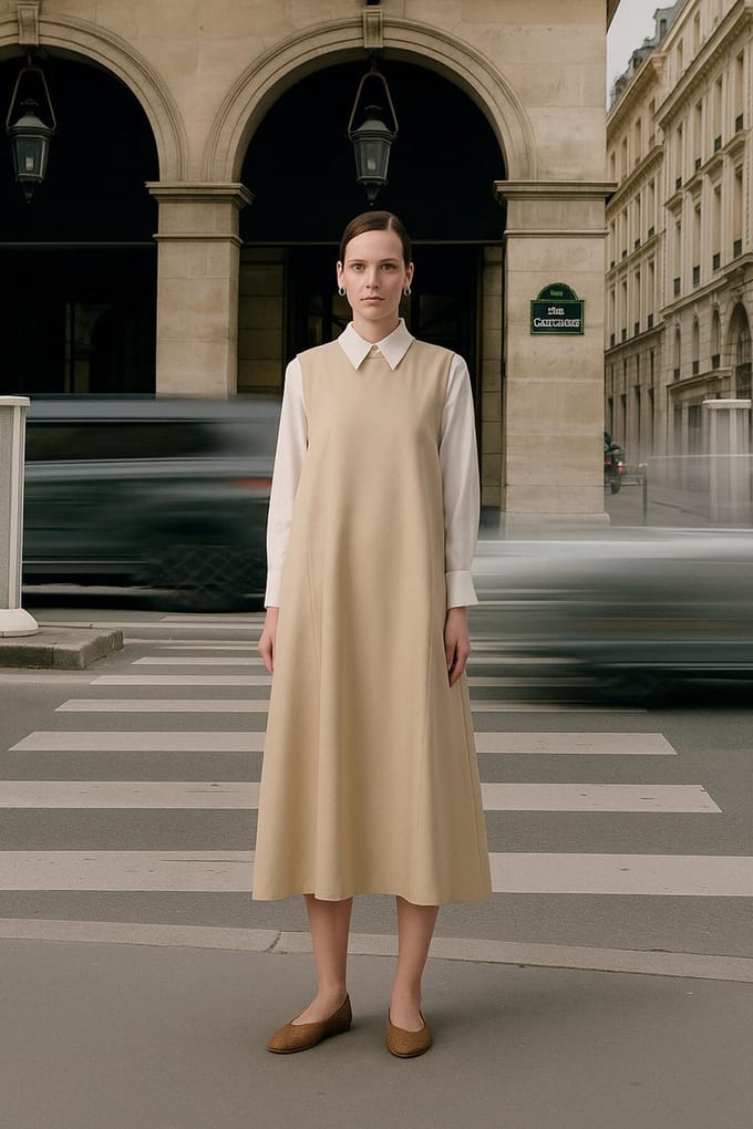 Touché Privé - Oversized overgooi-jurk met plooien - Stone - Dames