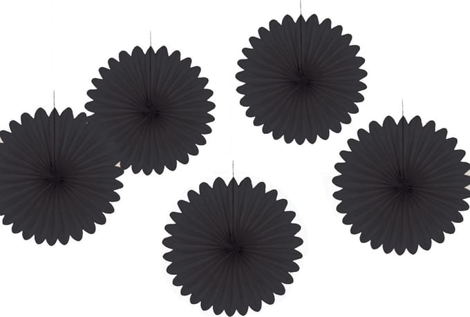 Amscan Waaiers Feestdecoratie 15 Cm 5 Stuks Zwart