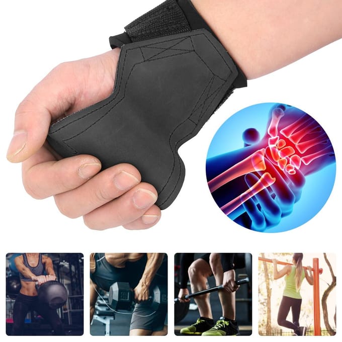 Rubber Anti-Slip Gym Handschoenen Grips Pull Up Training Halter Dumbbell Gewichtheffen Grip Pads(M ) black