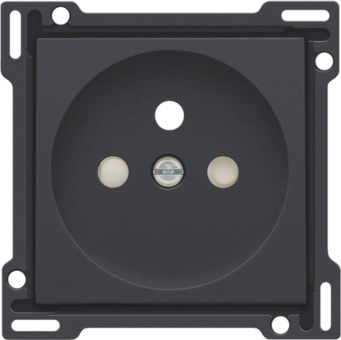 Niko - Centraalplaat stopcontact + penaarde + kinderveiligheid 28,5MM anthracite - 122-66601