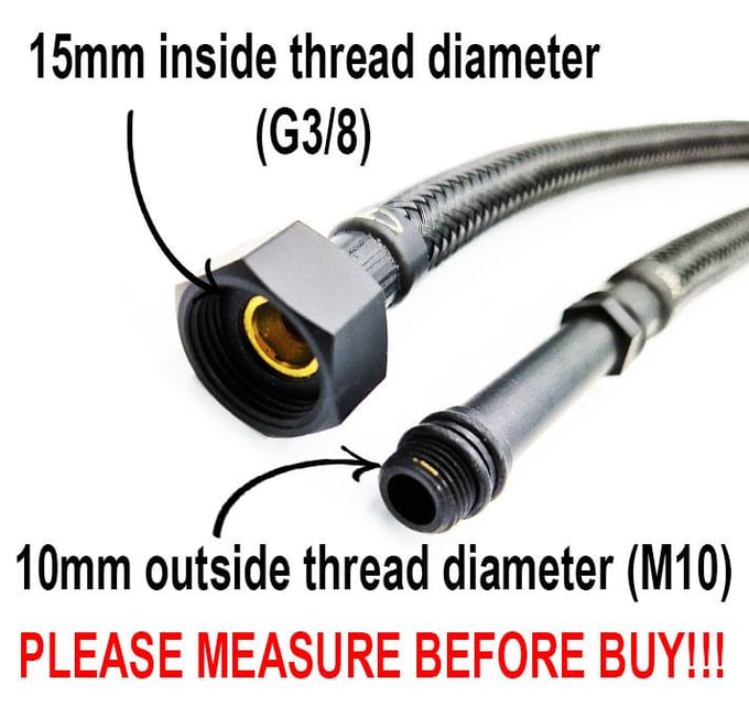 Tycner Series - Flexibele Waterleiding - 60cm - Zwart - Messing - 3/8"x10mm
