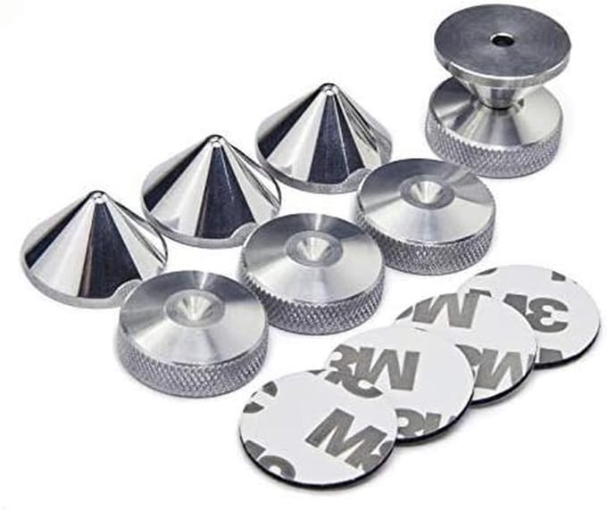 Luidspreker Spikes - Boxen Spikes Kegels - Trillingen Dempen - CNC Gefreesd Aluminium - 20mm Diameter - Zilver