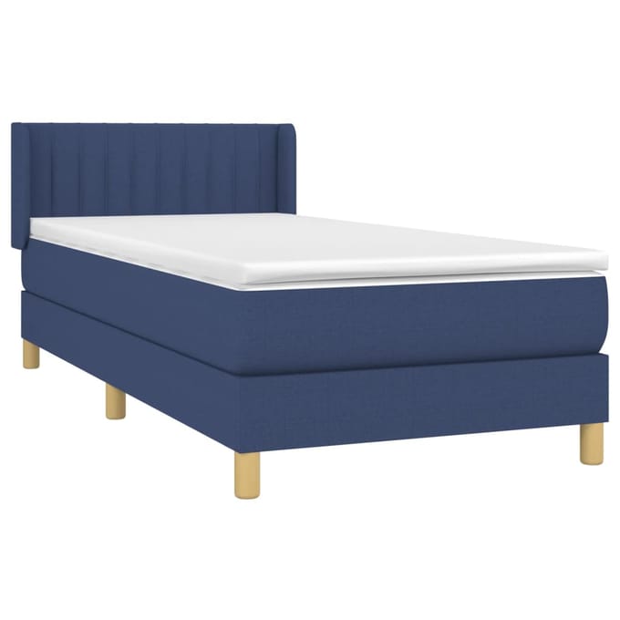 vidaXL - Boxspring - met - matras - stof - blauw - 80x200 - cm