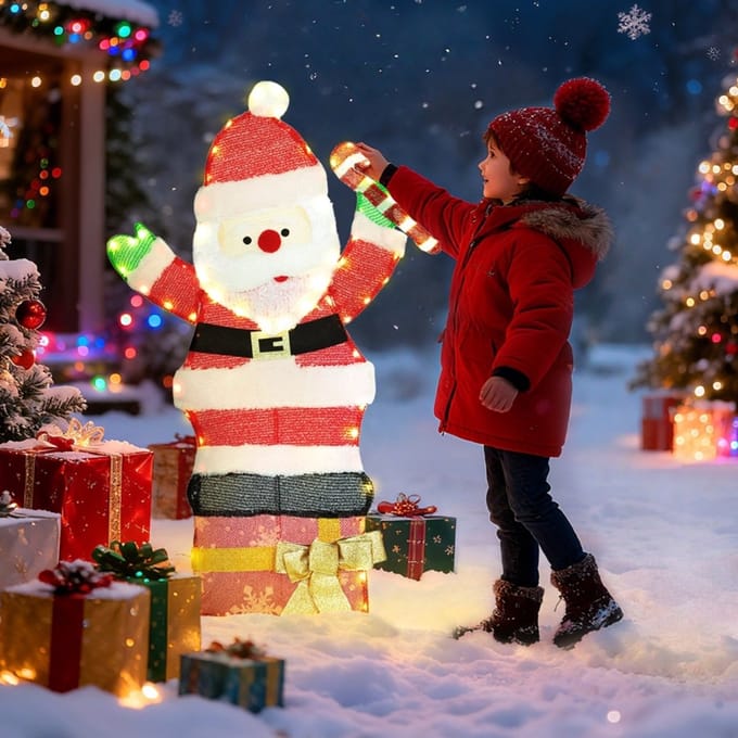 Outsunny 97er LED-kerstversiering - Kerstman in warm wit - Stalen frame Multicolor