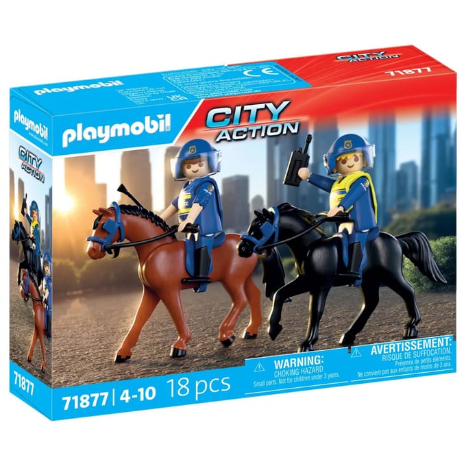 Simulatiespel 2 Ruitende politiemensen met paarden Playmobil