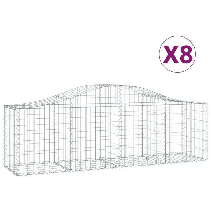 vidaXL - Schanskorven - 8 - st - gewelfd - 200x50x60/80 - cm - gegalvaniseerd - ijzer