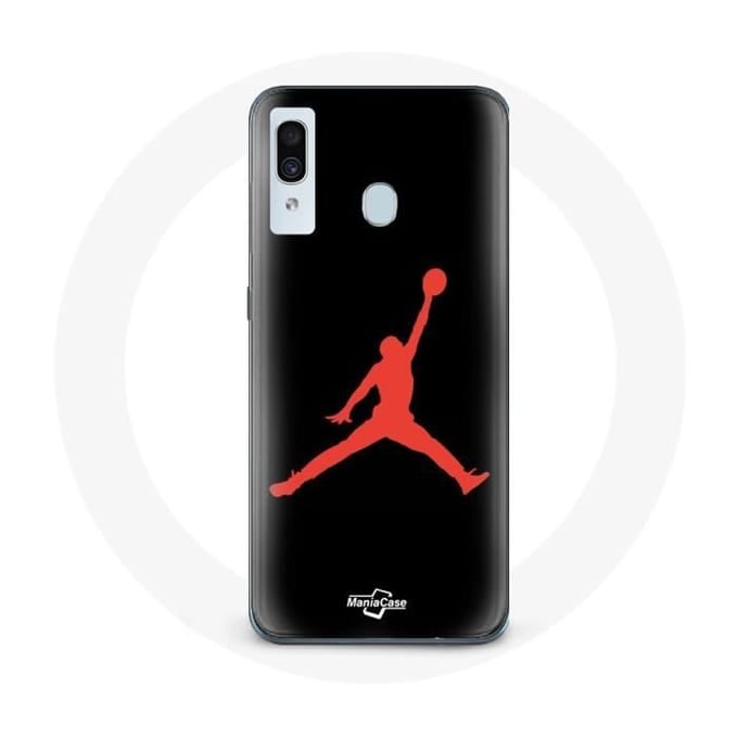 Coque - Air Jordan - Galaxy A20 - Souple - Rouge - Logo rouge
