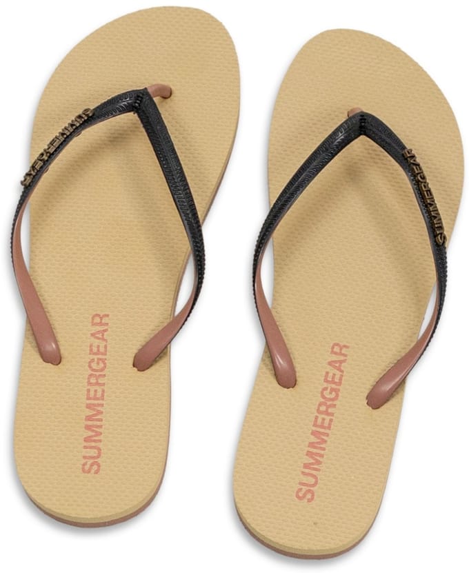 Teenslippers Dames - Beige/Zwart/Roze - Slim Fit