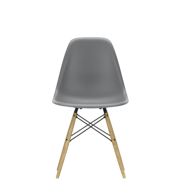 Vitra - DSW Eames Plastic Sidechair - granietgrijs RE - honingkleurig essenhout - 4 - 6 Wochen