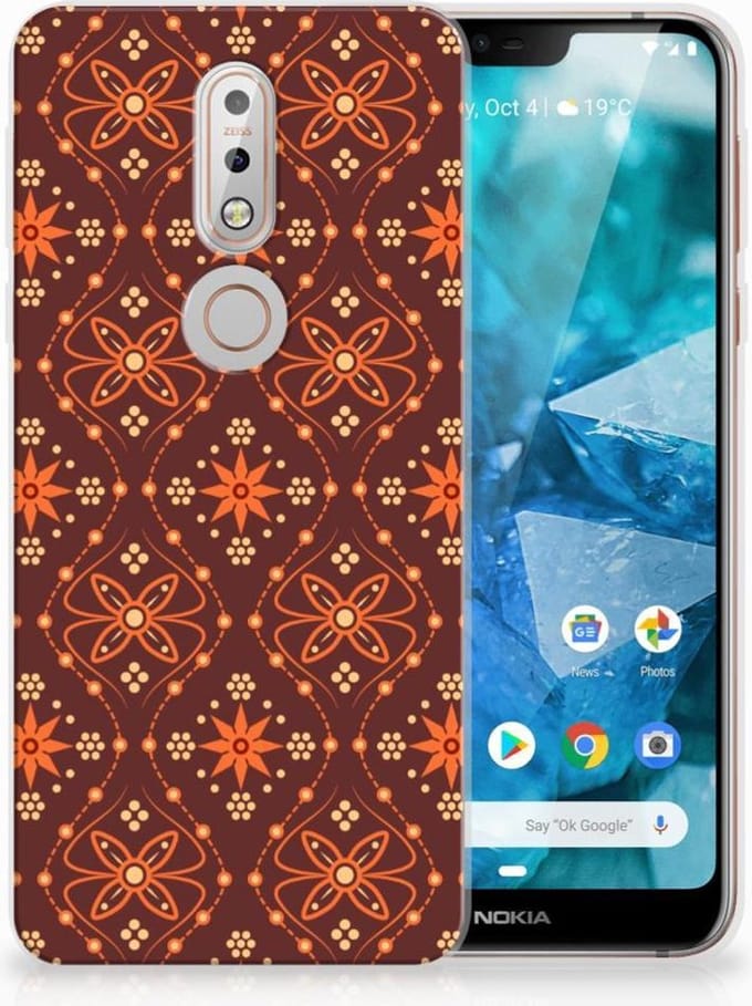 Back Cover voor Nokia 7.1 TPU bumper Batik Brown