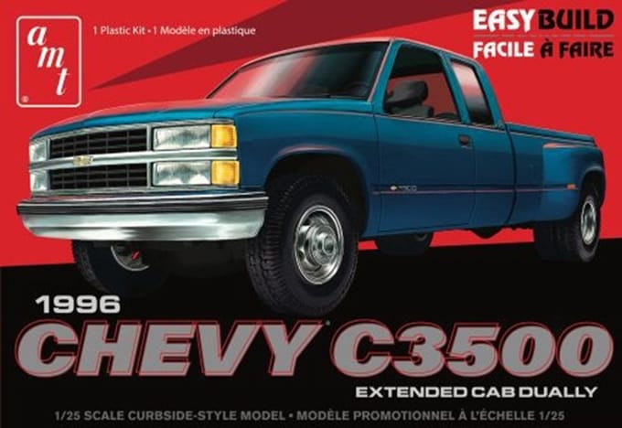 AMT Modelbouwpakket Auto - 1409 Chevrolet Silverado - 1996 Chevy C3500 - Extended Cab Dually Plastic - 1:25 - Modelbouw