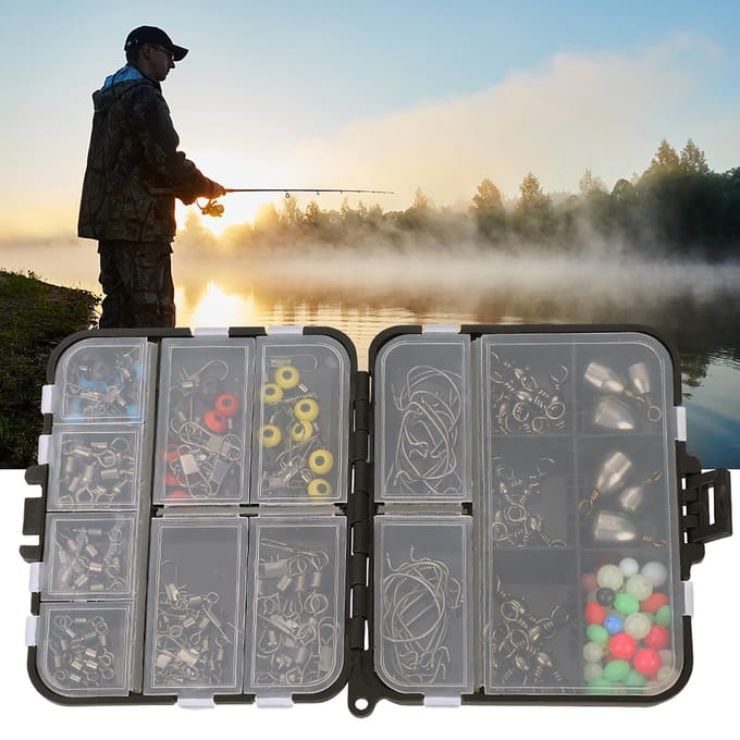 160 stuks Visaccessoires Kit Jig Haken Wartel Kraal met Tackle Box Kit gray