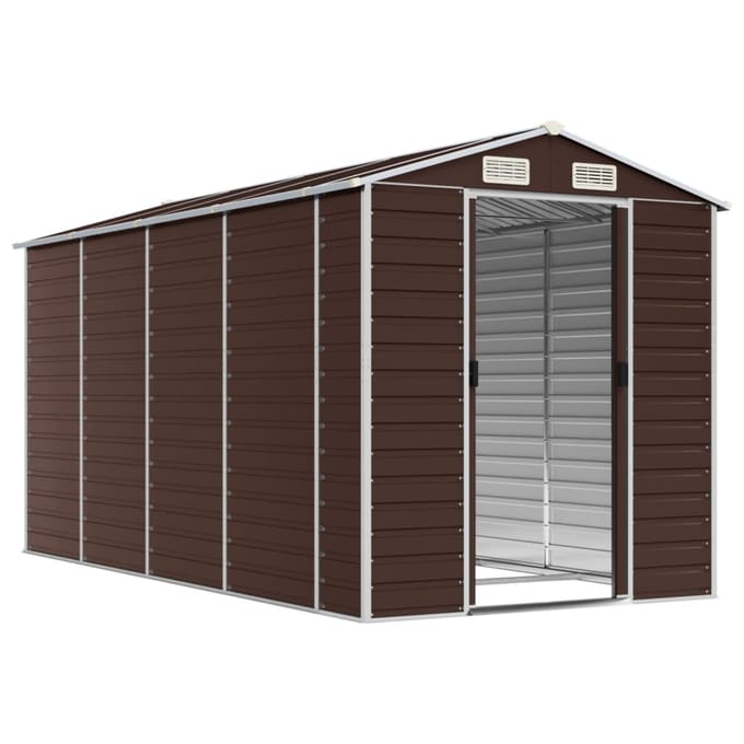 vidaXL - Tuinhuis - Bruin - 191x385x198 - cm - Gegalvaniseerd - Staal