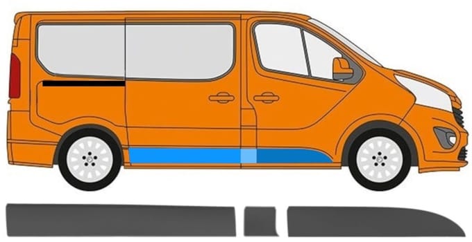 Zijlijst sierlijst voor Opel Vivaro 2014-2019 / Rechts / Set